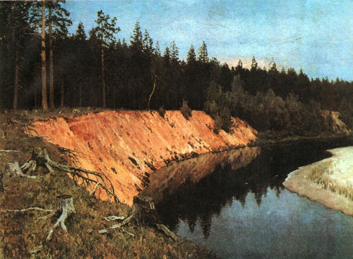 Сочинение по картине Левитана «Лесистый берег» -