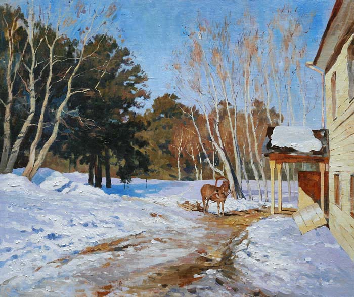 Сочинение по картине Левитана «Март» -